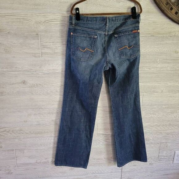 7 For All Mankind Button Fly Mens Jeans SZ 34 Inseam 32 Relaxed Dark Wash - Picture 3 of 5